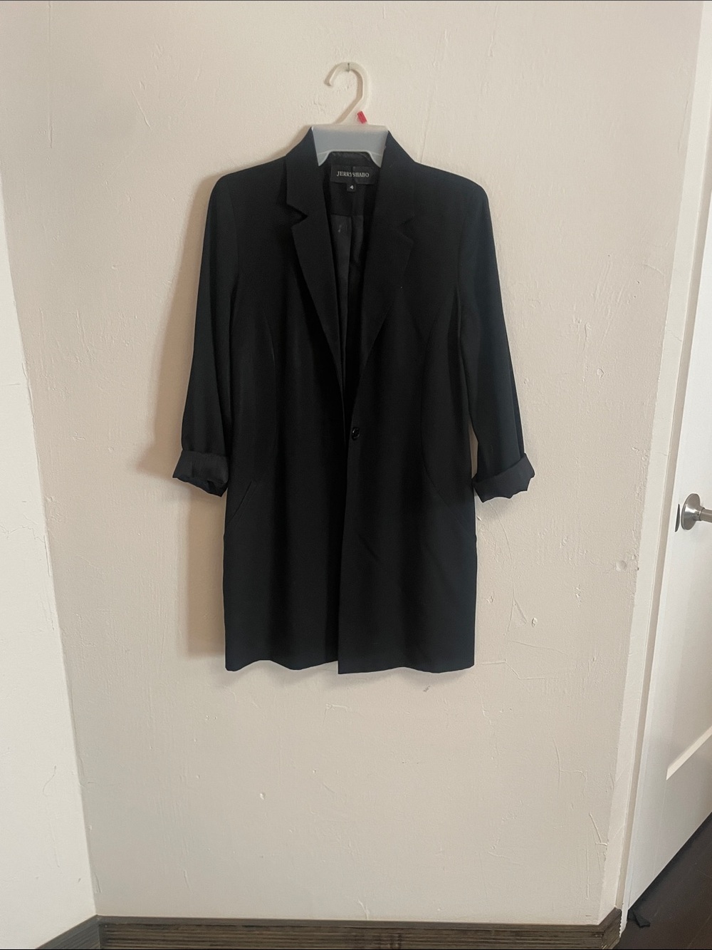 Jerry Shabo Black Longline Single-Button Blazer